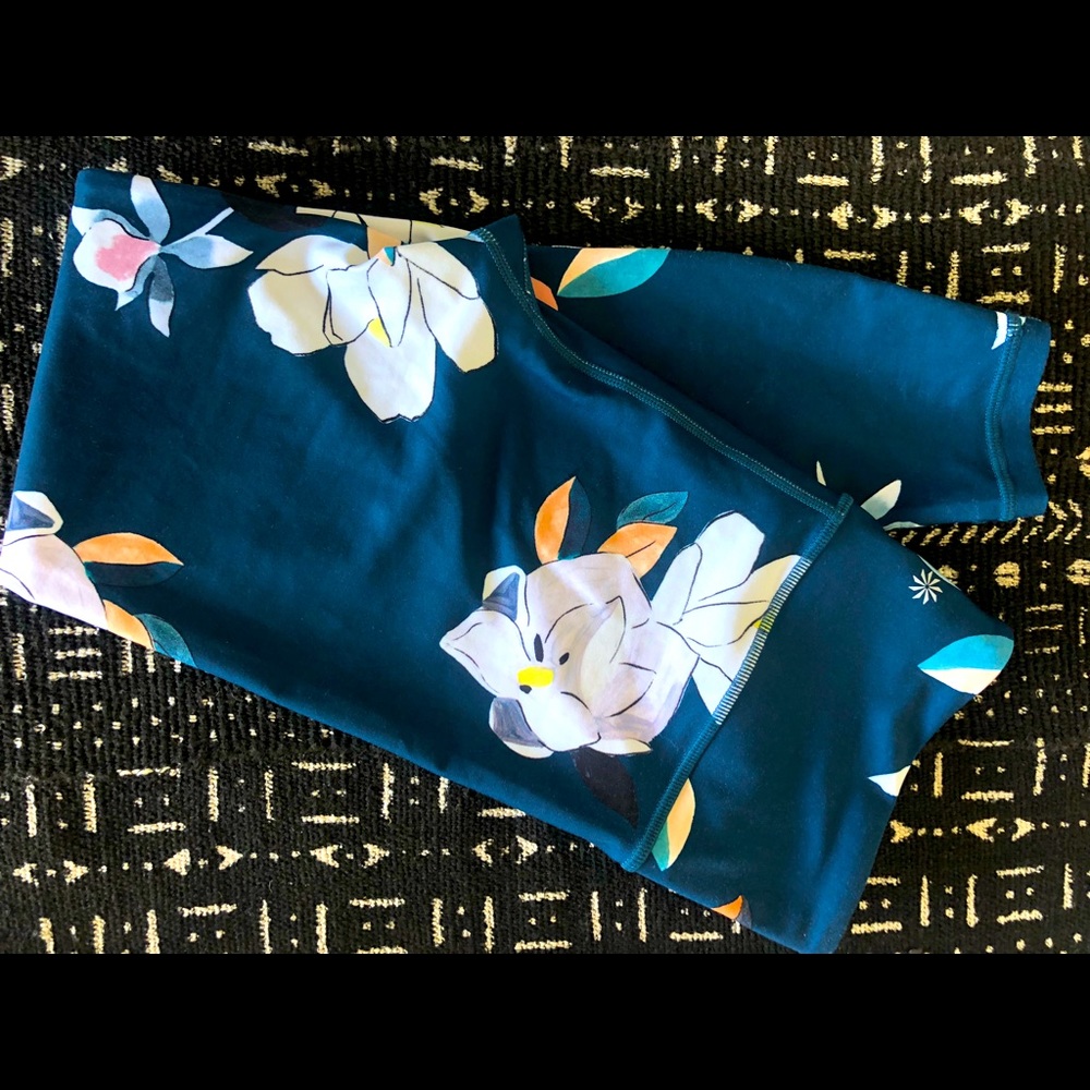 Athleta Green Floral Yoga Pants